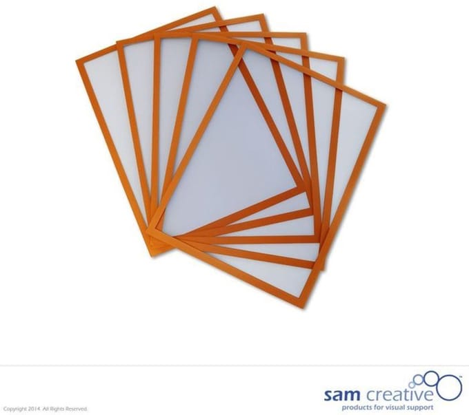 Sam Creative Whiteboard Magneten - Magneetvenster - Insteekhoezen - A4 - Oranje - 5 stuks