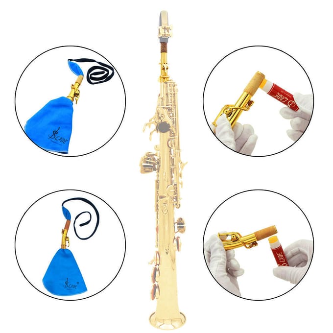 Tenor Sopraan Bes Saxofoon Sax Bocht & Rechte Hals Kit Messing 16.8mm blue