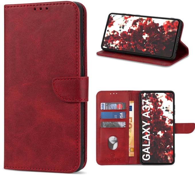 Solidenz Hoesje - geschikt voor Samsung Galaxy A37 Bookcase - Telefoonhoesje met Pasjeshouder - Rood