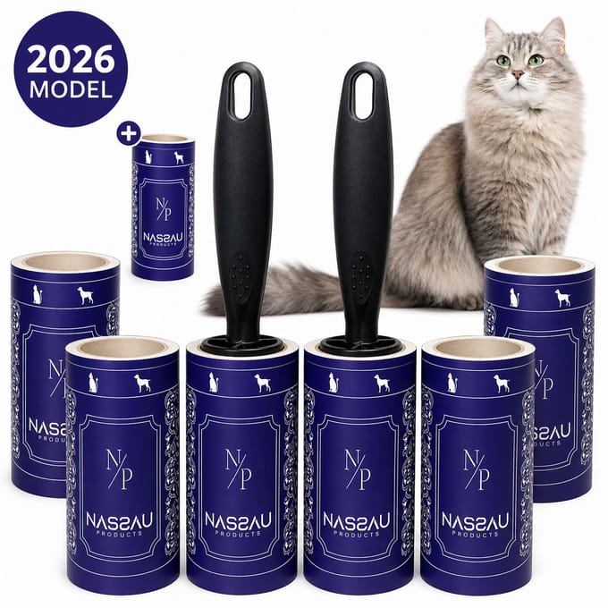 Nassauproducts - Kledingroller - 600 kleefvellen - kleefroller - kattenhaar verwijderaar - pluizenroller - kledingroller kleefroller - kledingborstel