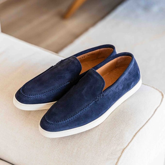 Van Lier Lugano Instappers blauw Leer - Maat 41