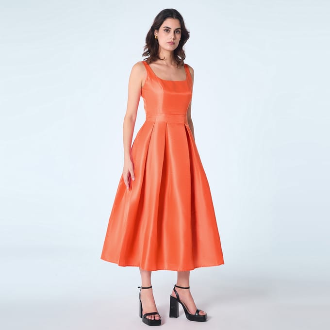 Fit-and-flare cocktailjurk van taft