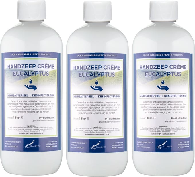 Handzeep Crème Eucalyptus 1 liter - set van 3 stuks