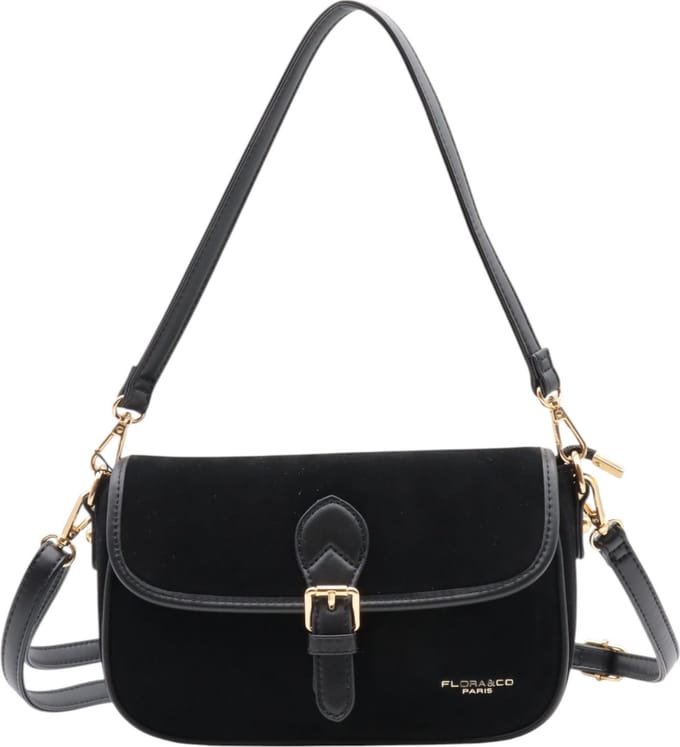 Flora&Co - Handtas - Crossbodytas - Suede look - zwart