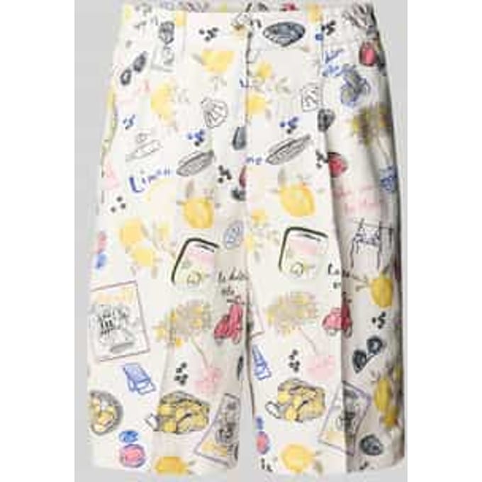 relaxed fit bermuda van mix van linnen en viscose