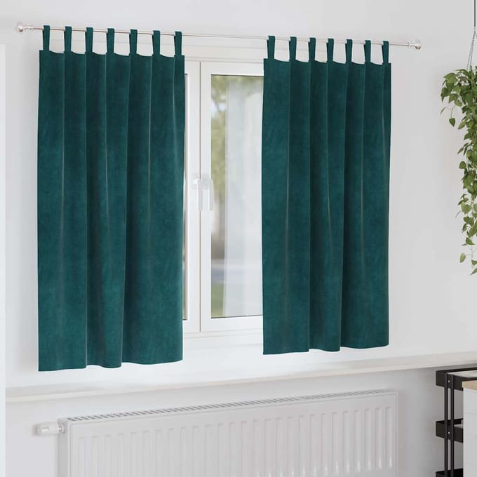 vidaXL - Gordijnen - 2 - st - Donkergroen - 140 - x - 175 - cm - fluweel