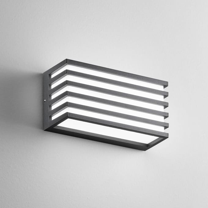INTEC LED buiten wandlamp Dukrot, antraciet, breedte 22 cm, metaal