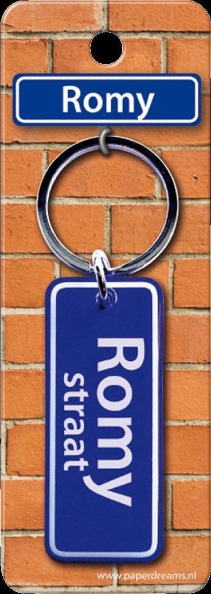 Paper Dreams Sleutelhanger Straatnaam Romy 9 Cm Staal Blauw