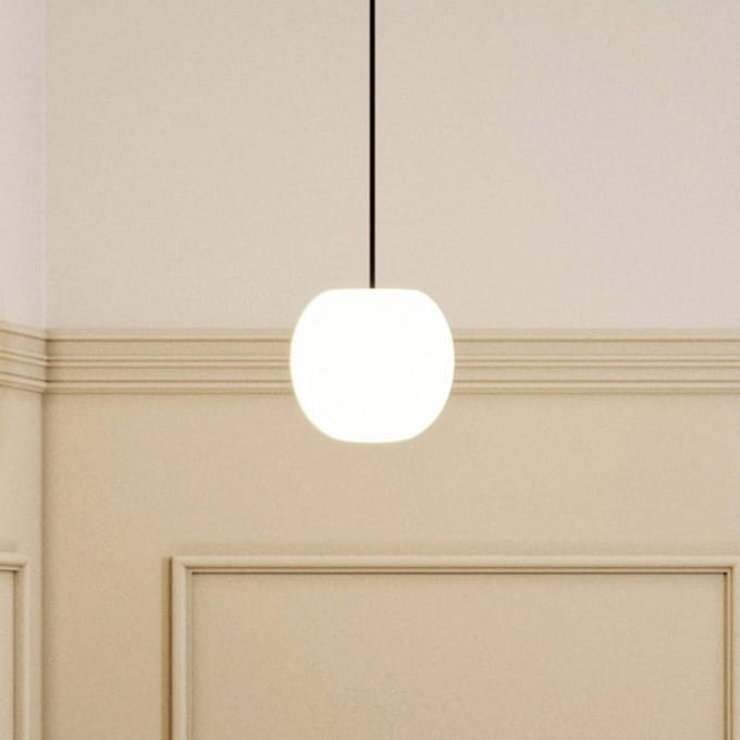 Casablanca hanglamp Acai, wit/zwart, glas, Ø 16 cm, E27