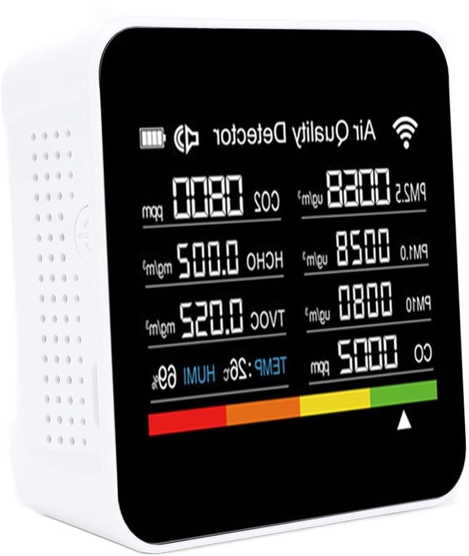 Luchtkwaliteitsdetector - Binnensensor Vochtigheid - Gezonde Lucht - 14 Detectiefuncties - 2.8 inch Scherm - Zwart