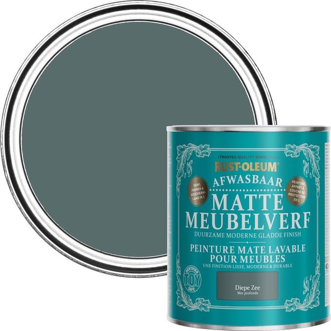 Rust-Oleum Groen Afwasbaar Matte Meubelverf - Diepe Zee 750ml