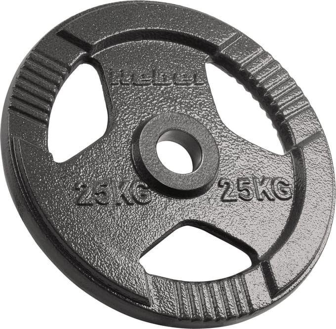 Rebel Active Serie - Gietijzeren Gewichtschijf - 25kg - Drie Handgrepen - 51mm Opening