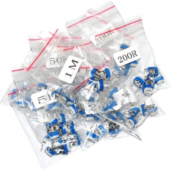 Kit 65 Pcs Dip-Potentiometer, Inclusief 13 Verschillende Waarden Van 100 Ohm Tot 1 Mohm