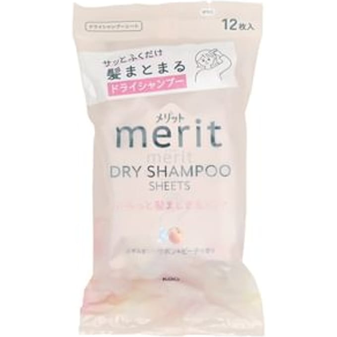 Kao - Merit Day+ Dry Shampoo Sheets Soap & Peach - 12 pcs