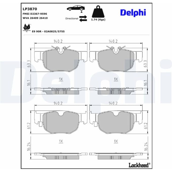 Remblokset DELPHI LP3870, achter