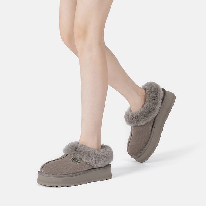 EVER AU Dames Leren Pantoffels - Topknot