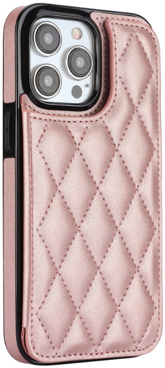 Hoesje geschikt voor iPhone 17 Pro Max - Backcover - Pasjeshouder - Kunstleer - Rose Goud