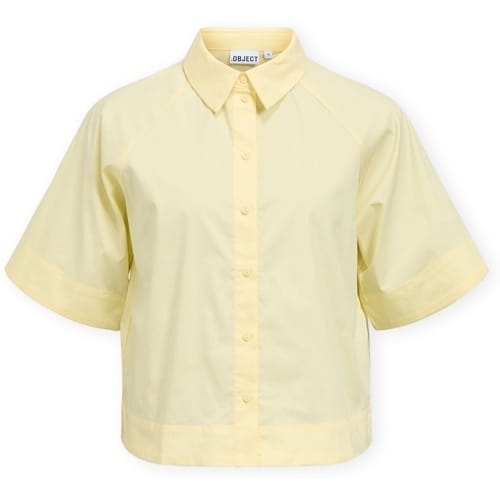 Overhemd Korte Mouw Object Paige Re Shirt - Pastel Yellow