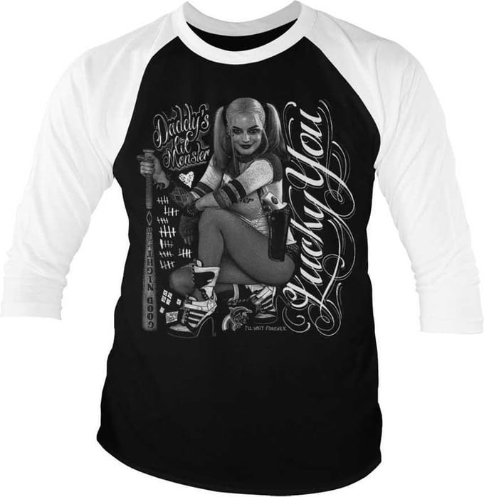 DC Comics Suicide Squad Raglan top -2XL- Harley Quinn - Lucky You Zwart/Wit