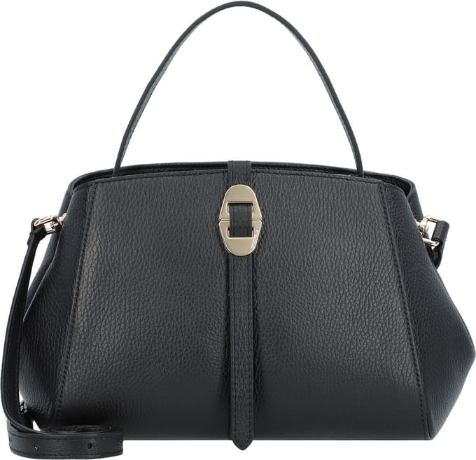 COCCINELLE Leren Handtas Schoudertas Chara Handbag Grained Leather Noir Zwart