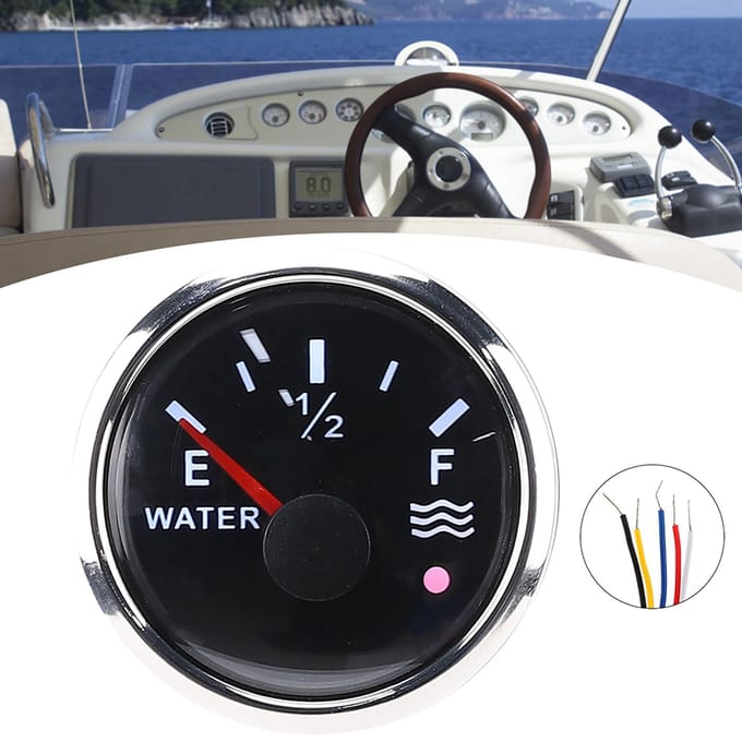 52mm2in Waterniveaumeters 9?32V DC Slim Alarm voor Marine Boot RV 0?190 ohm Europese Sensor black