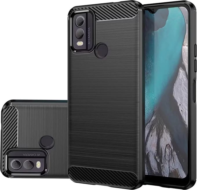 Hoesje geschikt voor Nokia C22 - Techsuit Carbon Silicone Back Cover - Zwart