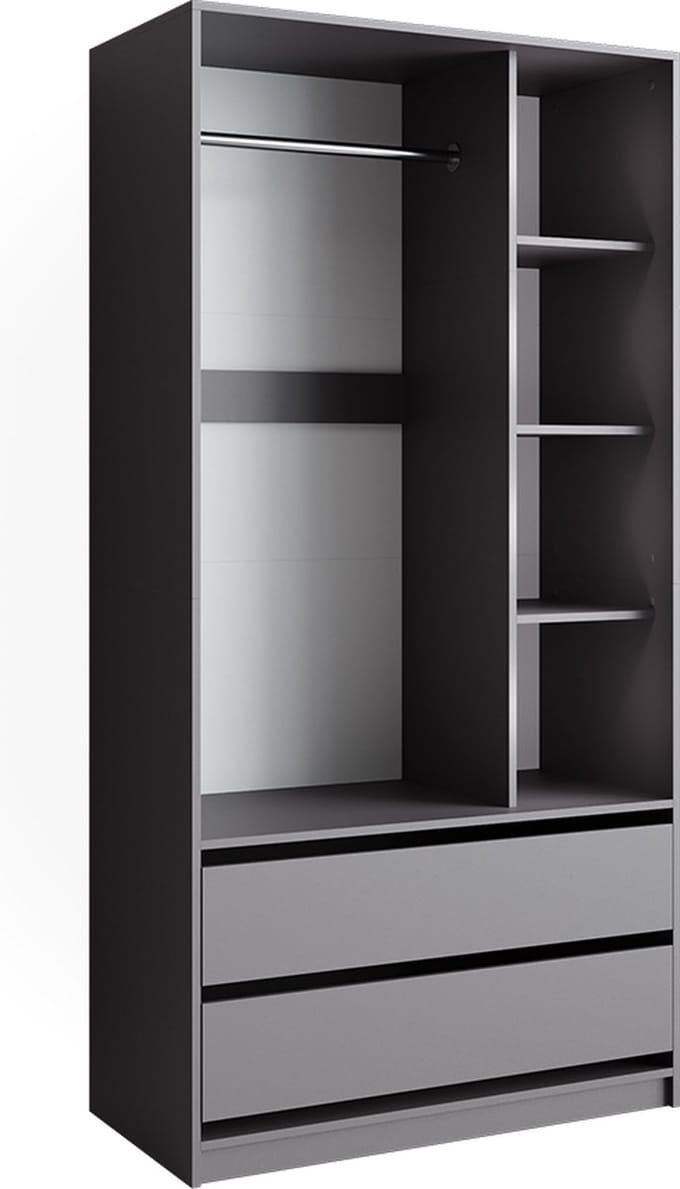 Vicco Elmo Kledingkast – 100 x 200 cm met 2 laden Antraciet