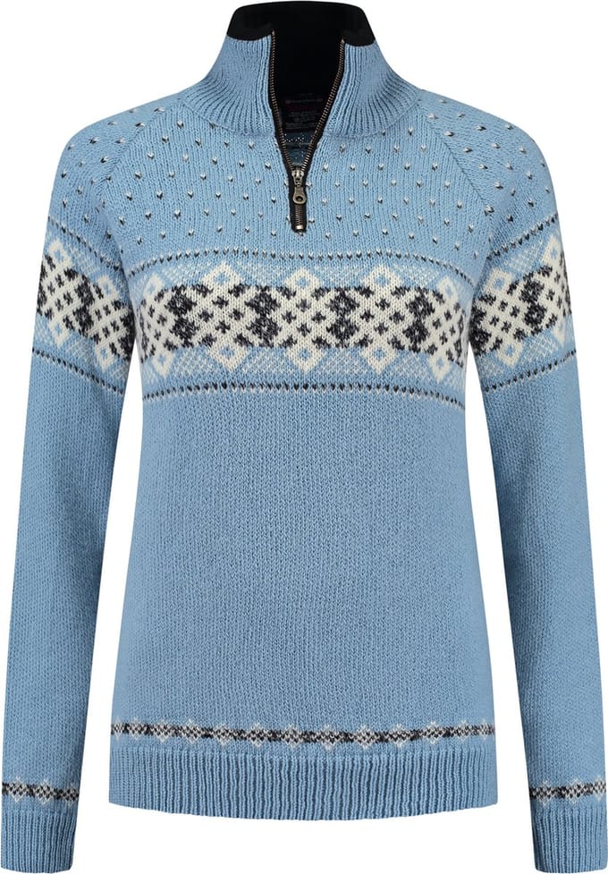 Norfinde Damestrui met ritssluiting van 100% zuivere noorse wol, blauw