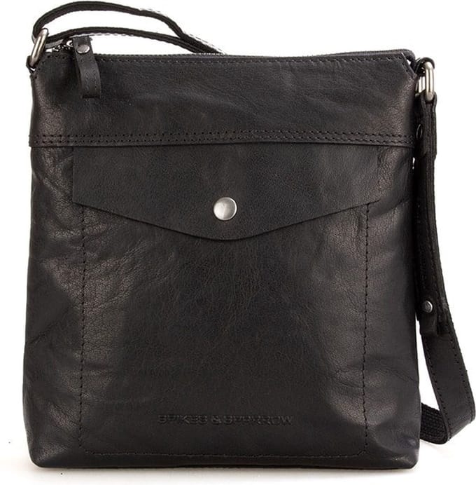 SPIKES & SPARROW Leren Schoudertas DEBRA Crossover Black Zwart