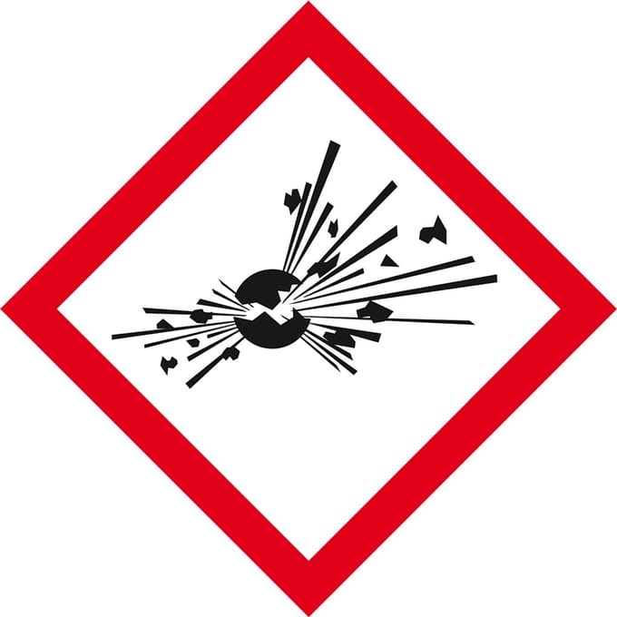 GHS01 explosieve stoffen sticker 200 x 200 mm