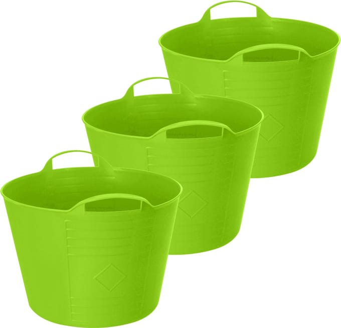 Excellent Houseware Flexibele emmer - 3x - groen - 27 liter - kunststof - 40 x 35 cm