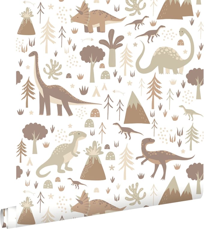 ESTAhome behang dinosaurussen bruin - 50 x 900 cm - 131355