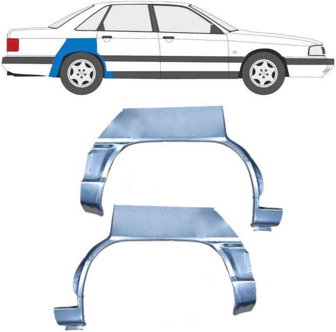 Reparatiepaneel achterspatbord voor Audi 100 C3 1982-1990 / Links + Rechts / Set