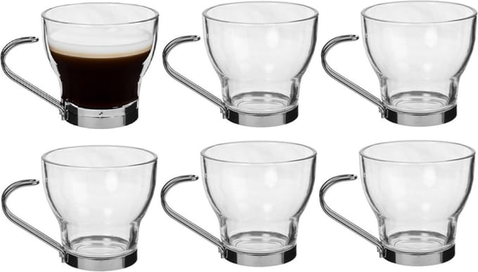 Alessandro Koffieglazen ParaCafe - 6 stuks - 100 ml - espressoglas . lungo - met RVS oor