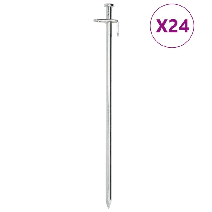 vidaXL - Tentharingen - 24 - st - 8 - mm - 30 - cm - gegalvaniseerd - staal