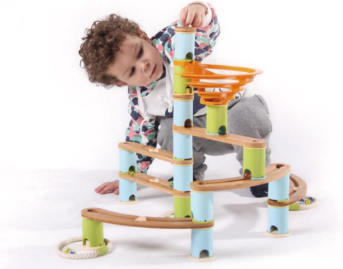 LOEF - educatieve knikkerbaan - duurzaam speelgoed - bamboe eco+ - advanced kit - marble mania