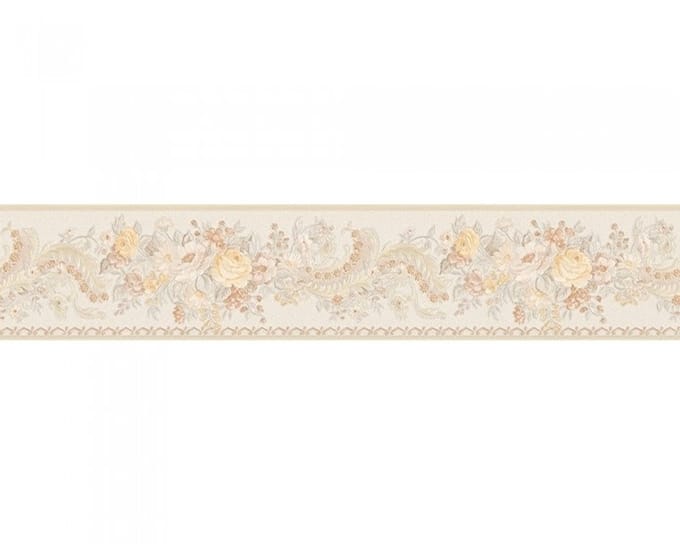 Engelse bloemen behangrandcreme beige