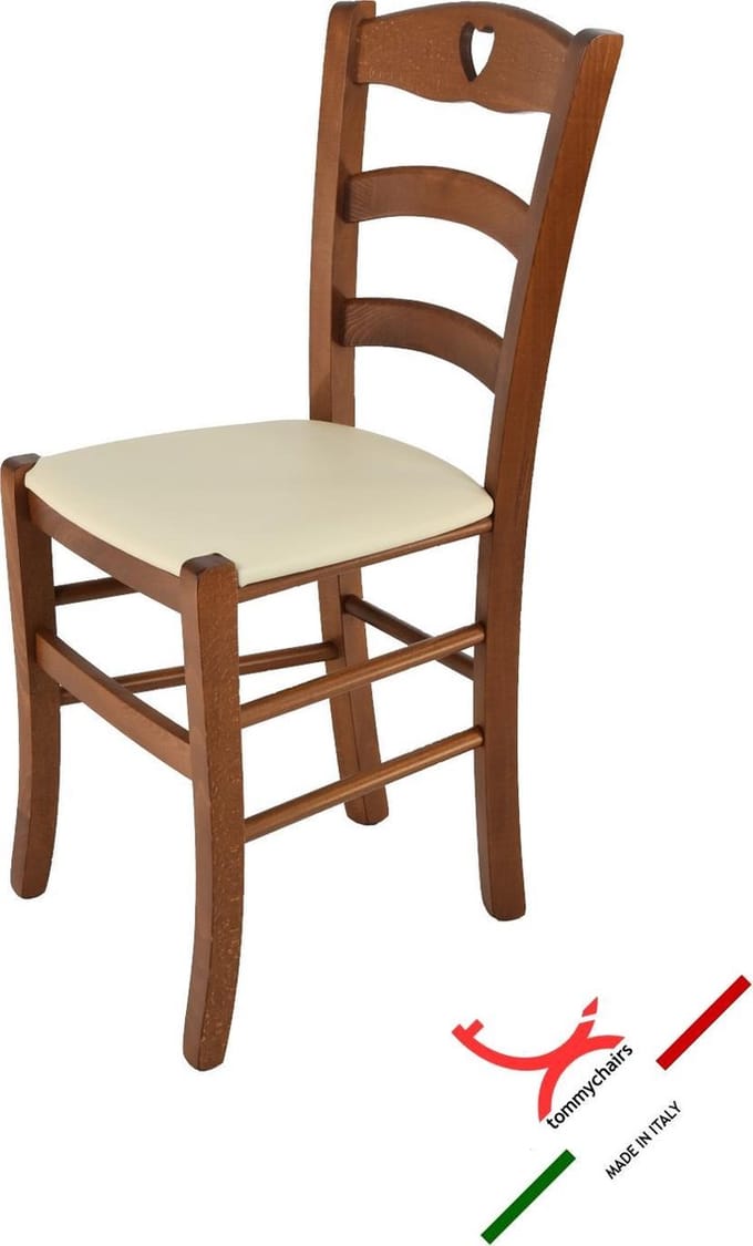 Tommychairs Cuore - Eetkamerstoel - 1 Stuk - Licht Walnoot - Kunstleer & Hout