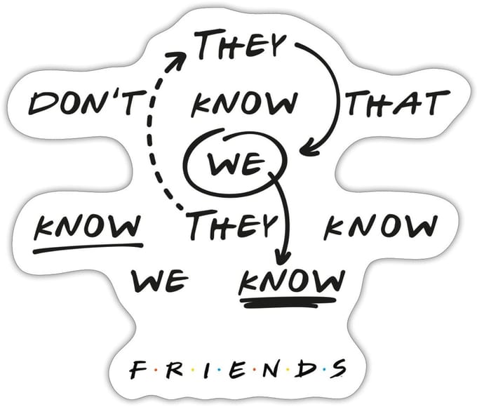 Friends They Don't Know That We Know Citaat Sticker maat S (10 x 10 cm)