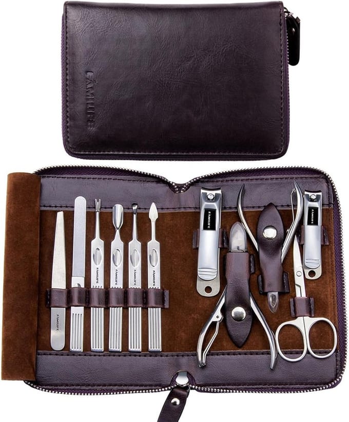 Professionele Manicureset 11-in-1 Roestvrij Staal met Luxe Geschenkdoos