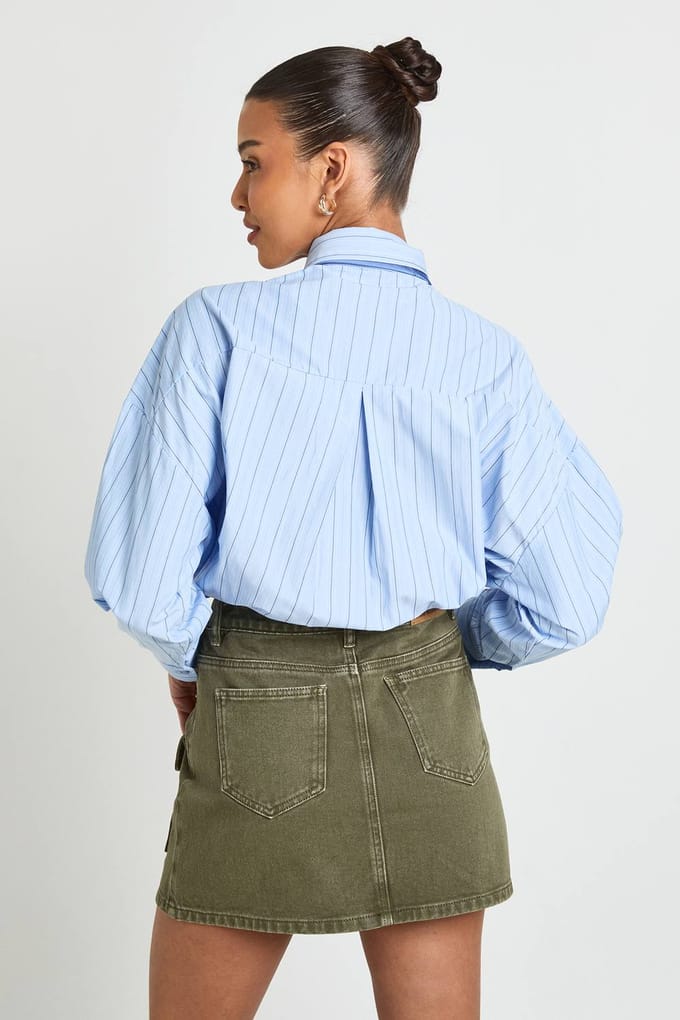 boohoo Dames Utility Denim Minirok | Kaki | Maat: 34