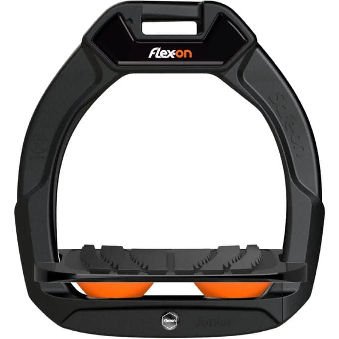Veiligheidspressing voor paardenrijden Hellend Grip Zwart/Zwart/Oranje kind Flex-On Safe-On