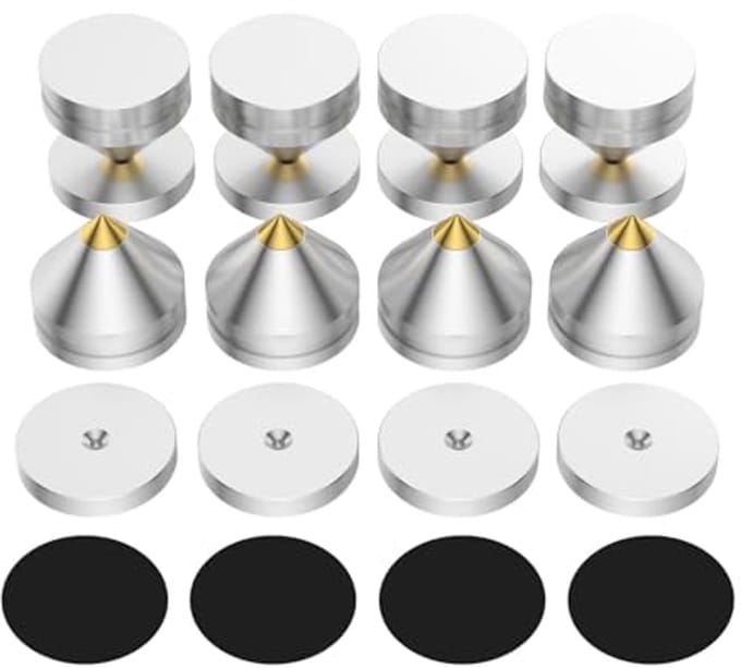 Set van 8 HiFi luidsprekerspikes voor optimale audio-isolatie