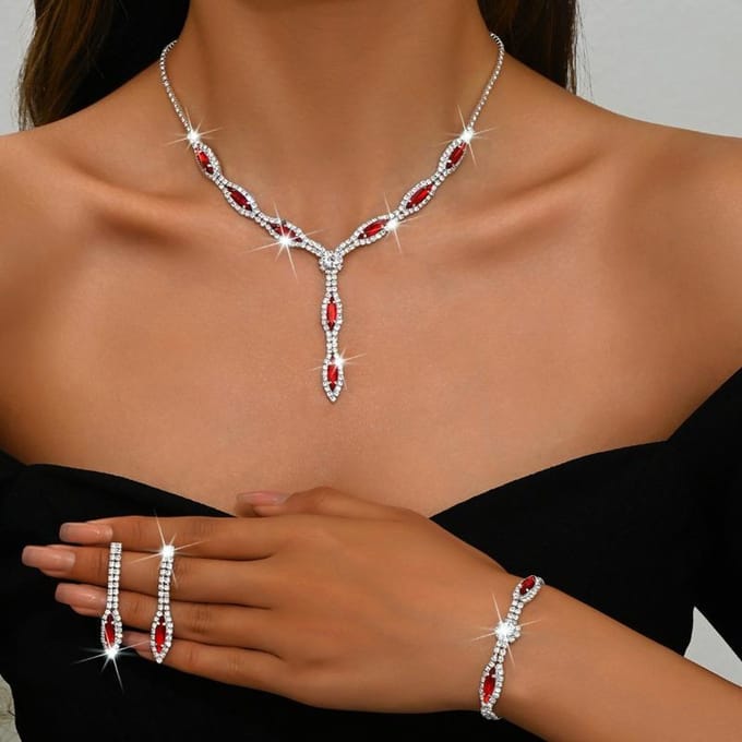 Boucles d'oreilles Collier Bracelets Ensemble de Bijoux Géométriques Élégants Mignons Délicats Pour Mariage Anniversaire Saint-Valentin brown