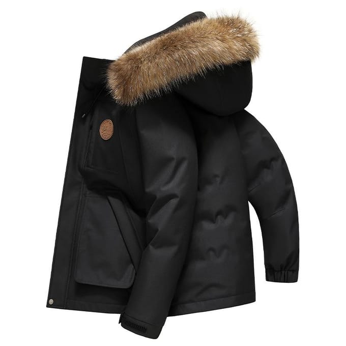 Heren Donsjack met Capuchon Nieuw Winterjack Is Koudebestendig en Warm 3XL zwart