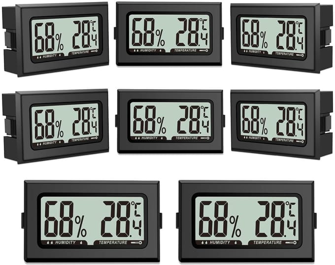 Mini Digitale Thermometers en Hygrometers - Set van 8 Stuks voor Binnen en Buiten