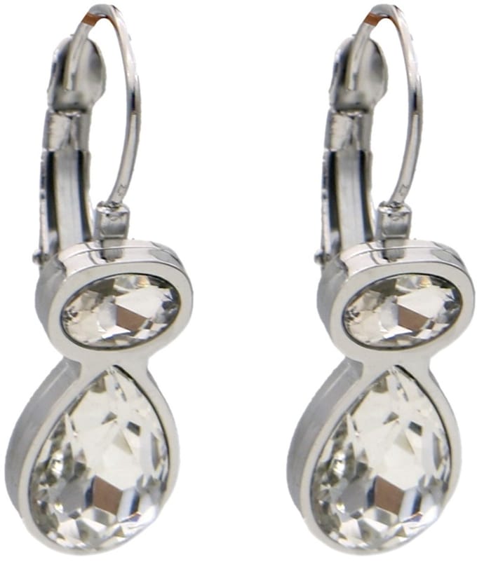 Oorbellen - RVS - kristallen - 2,5 cm - wit