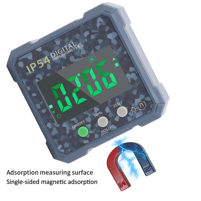 Digitale Hoekzoeker, Mini LCD Display Digitale Hoekmeter met Magneet Waterdichte Gradenboog geel
