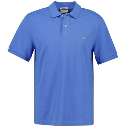 Gant Polo Fine Shield Short Sleeve Piqué Uni Perfect Blue / male