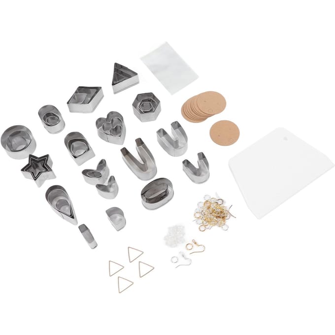 Polymer Clay Snijders Set 30 Ronde Vorm 60 Oorbellen Accessoires Polymer Clay Gereedschap met Zakjes voor Sieraden Maken DIY white